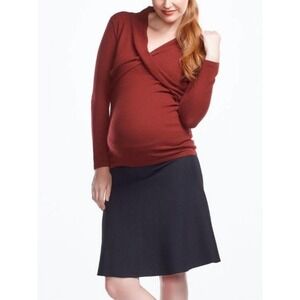 Soon Maternity Riley V-Neck Maternity Sweater Red